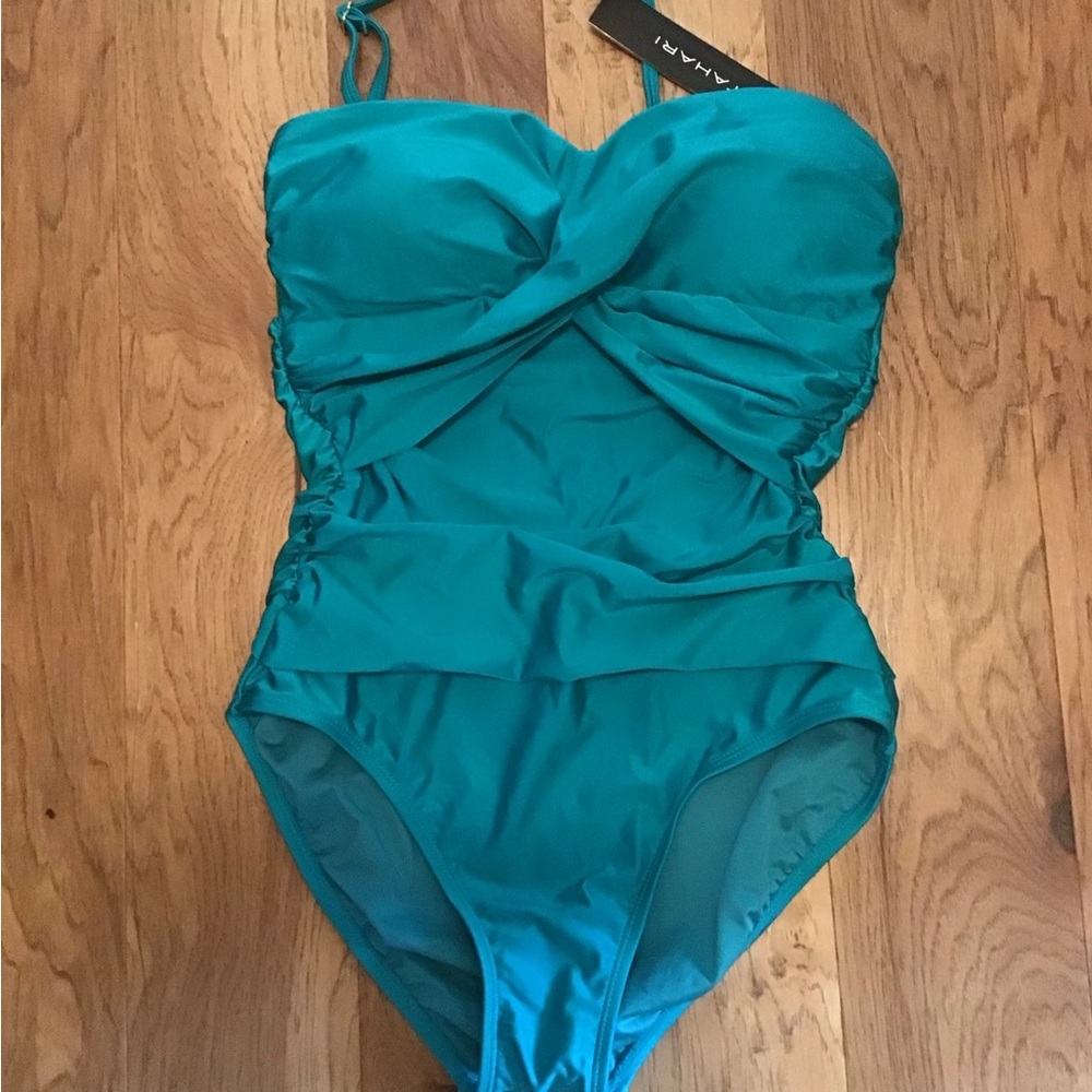 Tahari Teal green one-piece swimsuit size M NWT